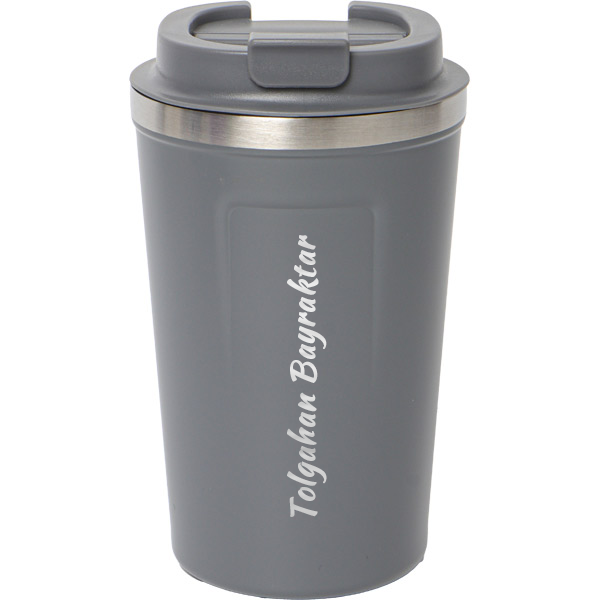 Kişiye Özel Füme Çelik Termos Kilitli Mug 380 Ml