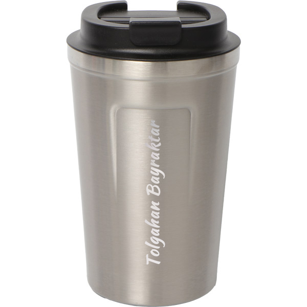 Kişiye Özel Gümüş Çelik Termos Kilitli Mug 380 Ml görsel