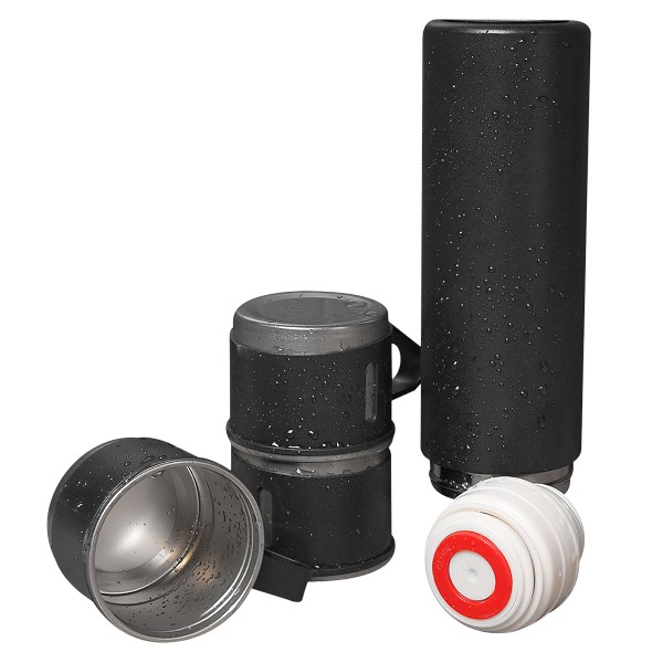 Kişiye Özel Üçlü Siyah Bardak Paslanmaz Çelik Termos Seti