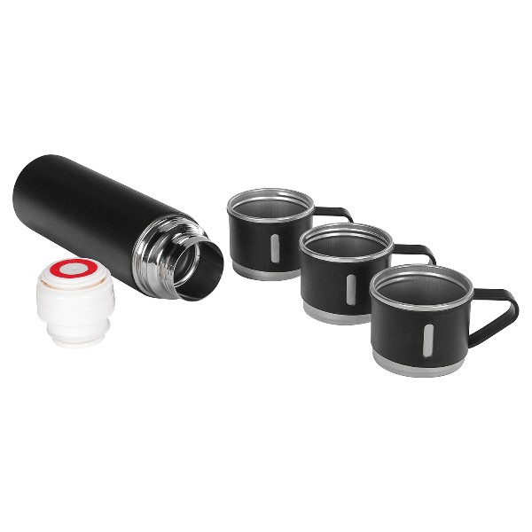 Kişiye Özel Üçlü Siyah Bardak Paslanmaz Çelik Termos Seti