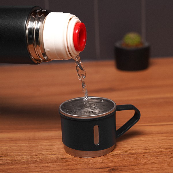 Kişiye Özel Üçlü Siyah Bardak Paslanmaz Çelik Termos Seti