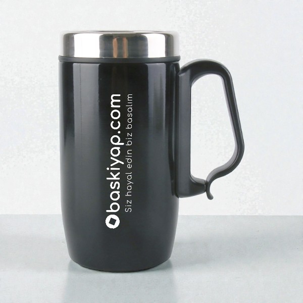 İsme Özel Parlak Siyah Çelik Termos Bardak görsel