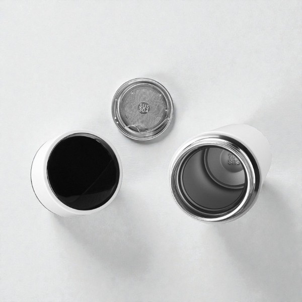 Kişiye Özel Dijital Göstergeli Süzgeçli Beyaz Termos 450Ml görsel