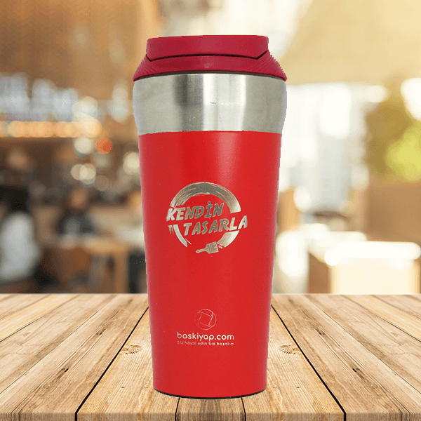 Vantuzlu Devrilmez Kırmızı Paslanmaz Çelik Termos / 400 Ml