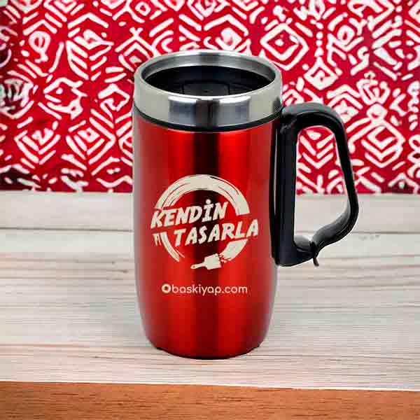 Kişiye Özel Kırmızı Çelik Termos Bardak görsel