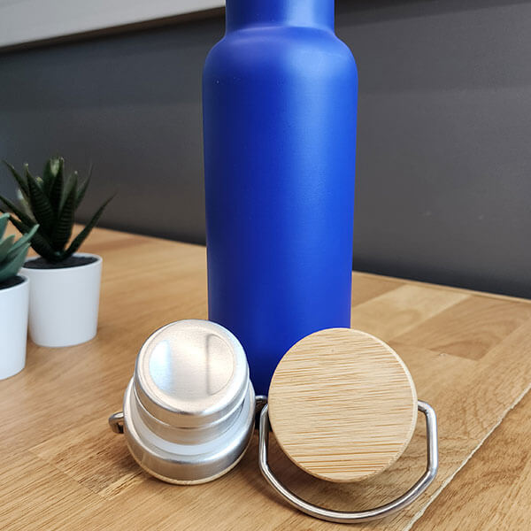 Kişiye Özel Bambu Kapak Lacivert Matara Termos