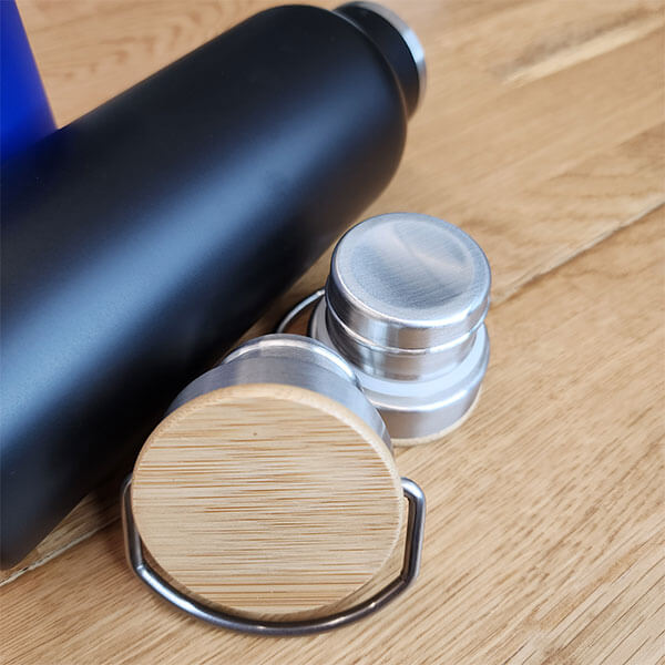 Kişiye Özel Bambu Kapak Siyah Matara Termos