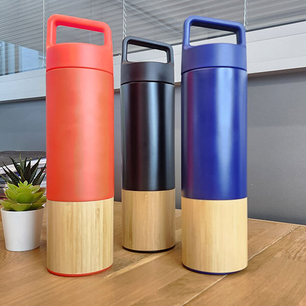 Kişiye Özel Bambu Siyah Termos