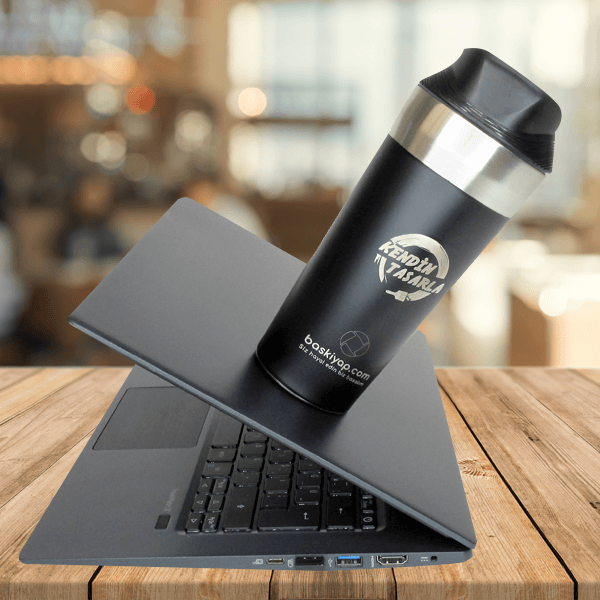 Vantuzlu Devrilmez Siyah Paslanmaz Çelik Termos / 400 Ml