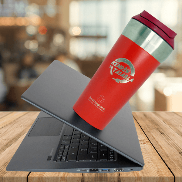 Vantuzlu Devrilmez Kırmızı Paslanmaz Çelik Termos / 400 Ml