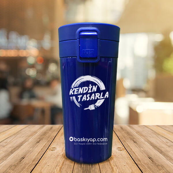 Vakumlu Premium Mavi Çelik Termos 380Ml görsel
