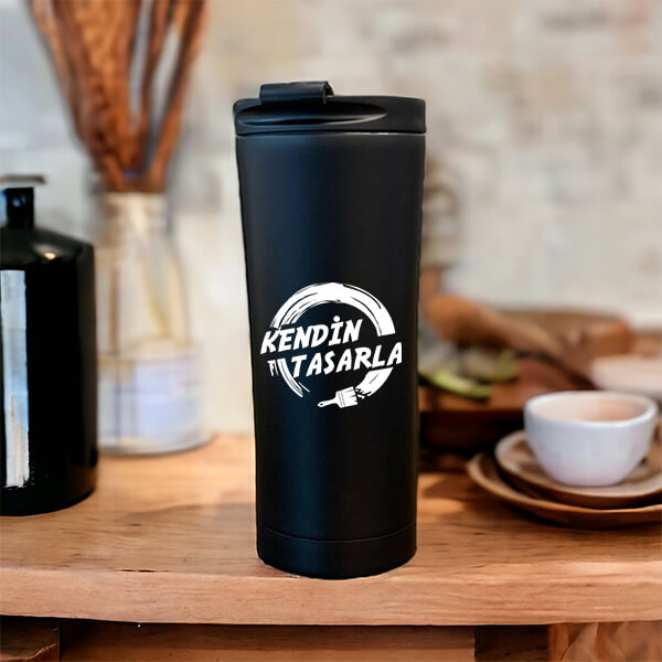 Kişiye Özel Paslanmaz Çelik Siyah Termos 500Ml