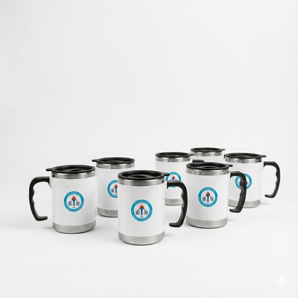 Kulplu Paslanmaz Çelik Termos Kupa 330 Ml – Beyaz görsel