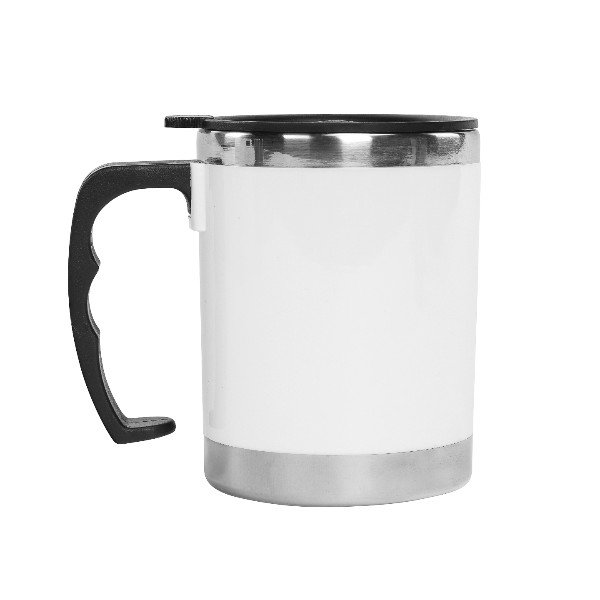 Kulplu Paslanmaz Çelik Termos Kupa 330 Ml – Beyaz görsel