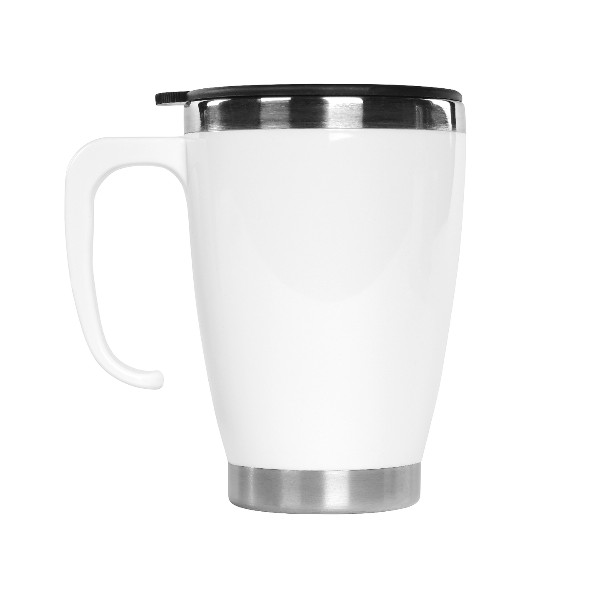 Kulplu Beyaz Paslanmaz Çelik Termos Kupa – 415 Ml görsel