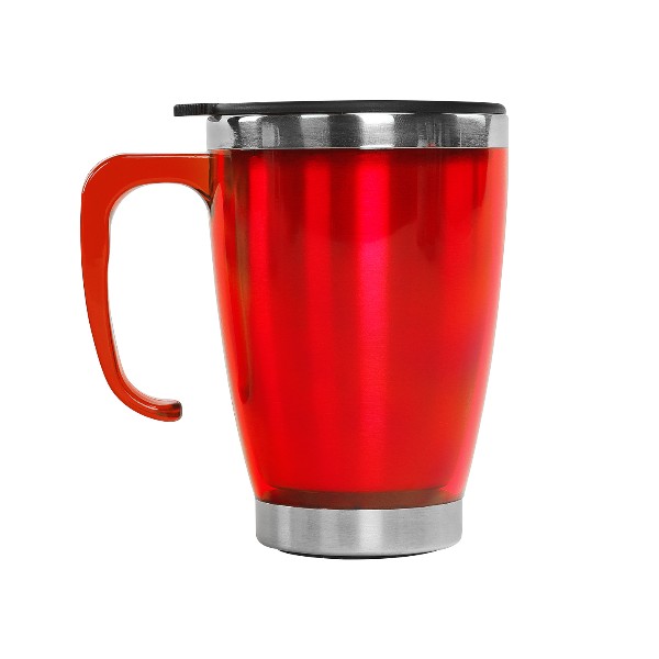 Kulplu Kırmızı Paslanmaz Çelik Termos Kupa – 415 Ml görsel