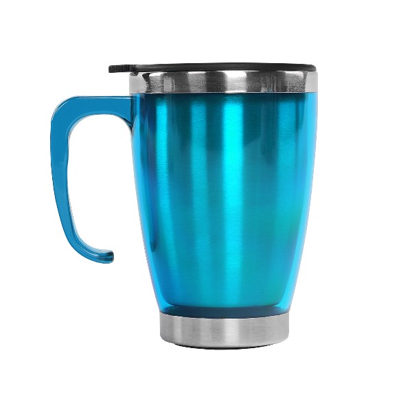 Kulplu Turkuaz Paslanmaz Çelik Termos Kupa – 415 Ml görsel
