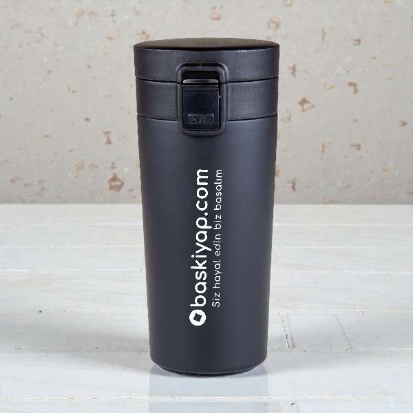 Vakumlu Premium Siyah Çelik Termos | Süzgeçli görsel