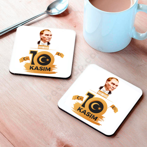 10 Kasım Temalı Bardak Altlığı online tasarla