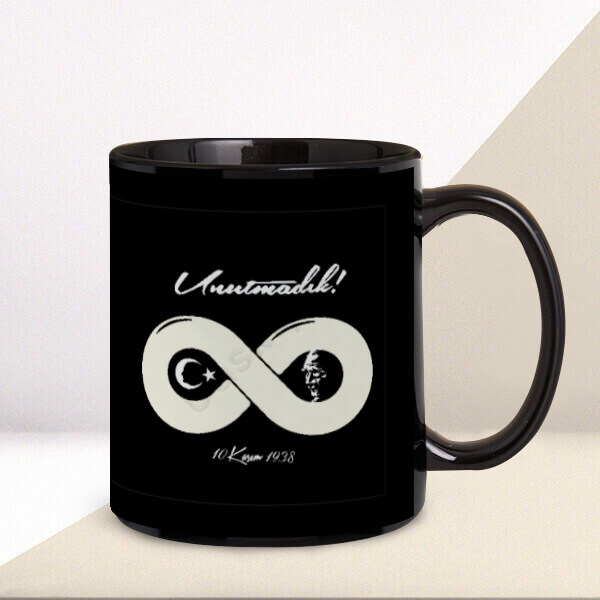 10 Kasım Temalı Kendin Tasarla Siyah Kupa online tasarla