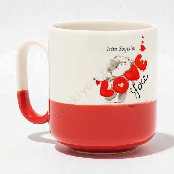 Ayıcıklı Modern Dip Kırmızı Kupa online tasarla