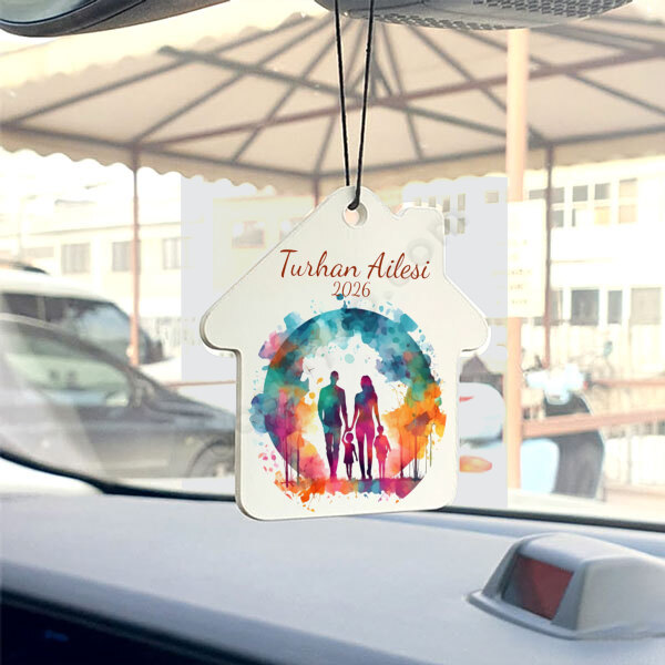 Kişiye Özel Aile Tasarımlı Ev Şekilli Dikiz Aynası Süsü online tasarla