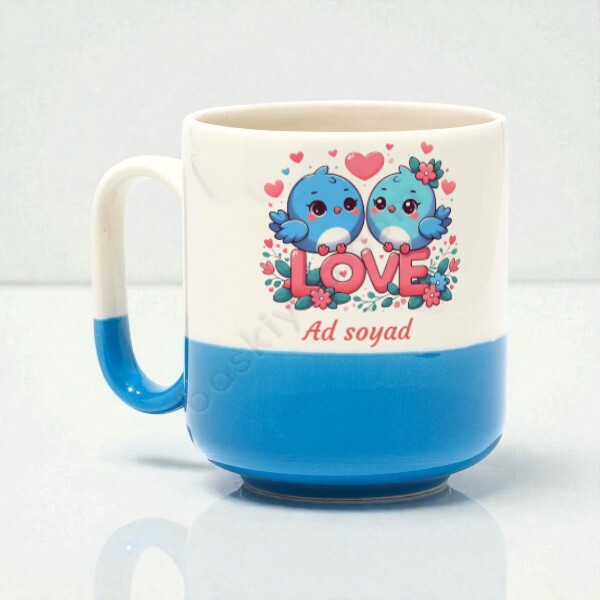 Mavi Kuşlu Modern Dip Mavi Kupa online tasarla