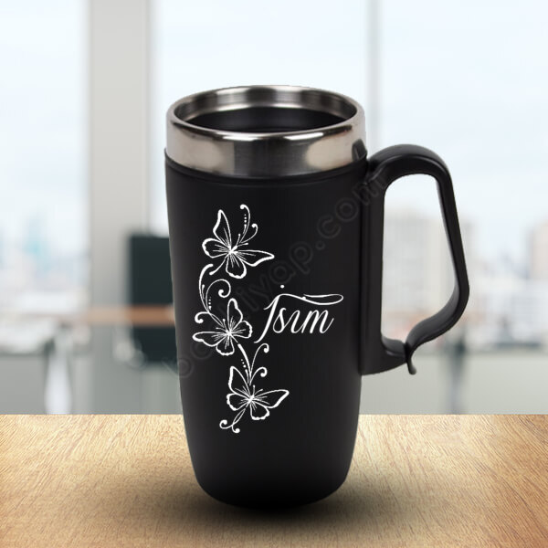 İsme Özel Kelebekli Mat Çelik Termos Bardak online tasarla