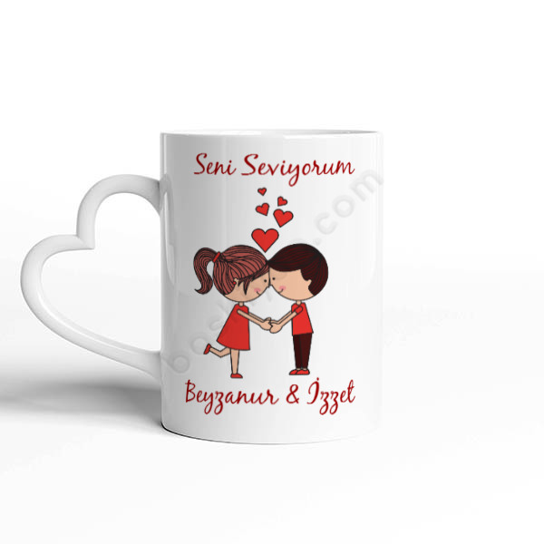 Sevgililer Gününe Özel Kalpli Kupa Bardak online tasarla
