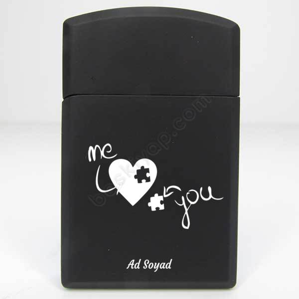 Sevgililer Gününe Özel Hunter Parlak Siyah Metal Çakmak online tasarla