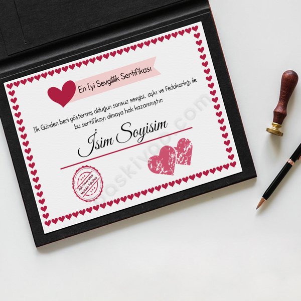 14 Şubat Sevgililer Günü Sevgili Sertifikası online tasarla