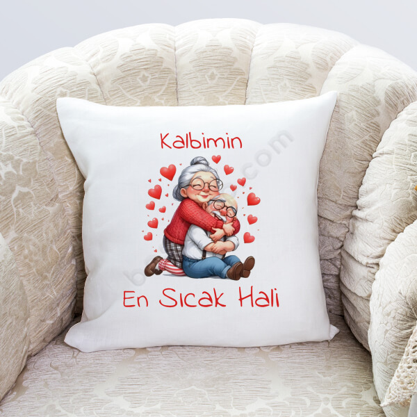 ''Kalbimin En Sıcak Hali'' Yazılı Sevgililer Günü Yastığı online tasarla