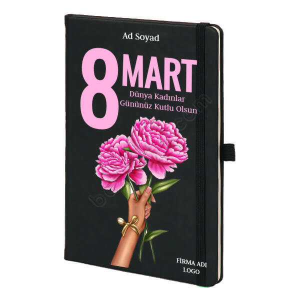 8 Mart Dünya Kadınlar Günü Ajanda Tasarımı – Tarihsiz Siyah Ajanda / Defter tasarımı