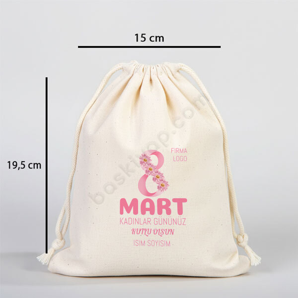 8 Mart Kadınlar Gününe Özel Baskılı Hediyelik Kese online tasarla