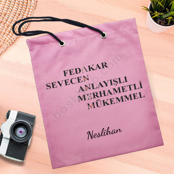 Çiçekli Annem Tasarımlı Bez Çanta online tasarla