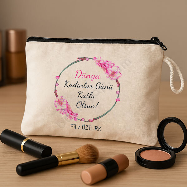 Kadınlar Gününe Özel Baskılı Makyaj Çantası - 1 online tasarla