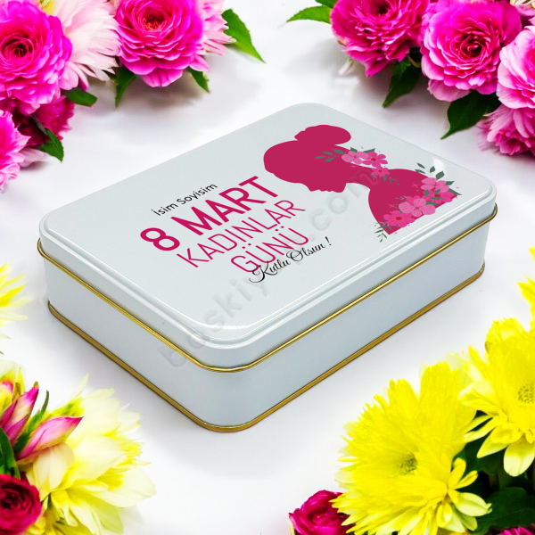 Kadınlar Gününe Özel Baskılı Hediye Teneke Kutu online tasarla