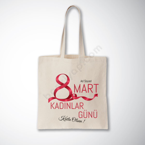 Kadınlar Günü - 3 Baskılı Promosyon Bez Çanta online tasarla