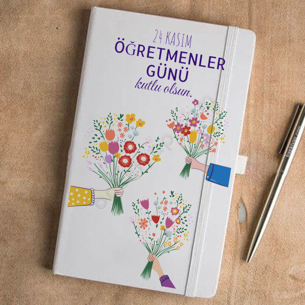 24 Kasım Öğretmenler Günü Ajanda – Tarihsiz Beyaz Ajanda / Defter 13X21Cm tasarımı