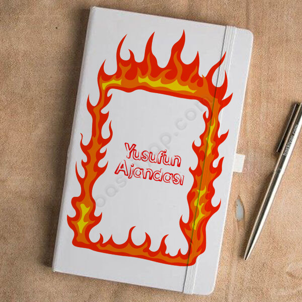 Alev Desenli Ajanda – Tarihsiz Beyaz Ajanda / Defter 13X21Cm tasarımı