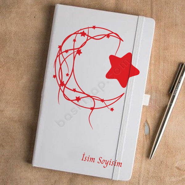 Ay Yıldızlı Ajanda – Tarihsiz Beyaz Ajanda / Defter 13X21Cm tasarımı