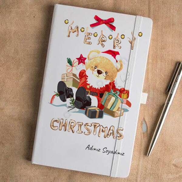 Ayıcık Tasarımlı Yılbaşı Ajandası – Tarihsiz Beyaz Ajanda / Defter 13X21Cm tasarımı