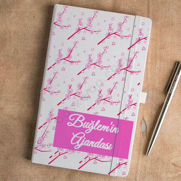 Bahar Çiçekleri Desenli Tarihsiz Beyaz Ajanda – Tarihsiz Beyaz Ajanda / Defter 13X21Cm tasarımı
