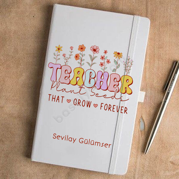 Büyüyen Çiçekler Tasarımlı Tarihsiz Beyaz Ajanda – Tarihsiz Beyaz Ajanda / Defter 13X21Cm tasarımı