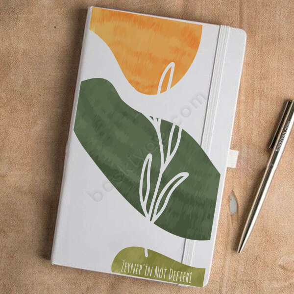 Çicek Desenli Ajanda – Tarihsiz Beyaz Ajanda / Defter 13X21Cm tasarımı