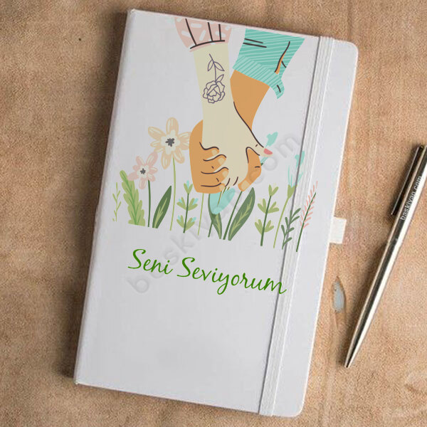 El Ele Sevgili Tasarımlı Ajanda – Tarihsiz Beyaz Ajanda / Defter 13X21Cm tasarımı