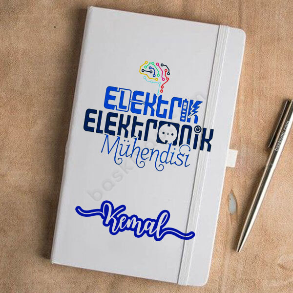 Elektrik Mühendislerine Özel Baskılı Beyaz Ajanda – Tarihsiz Beyaz Ajanda / Defter 13X21Cm tasarımı