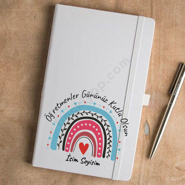 Gökkuşağı Öğretmen Tasarımlı Beyaz Ajanda – Tarihsiz Beyaz Ajanda / Defter 13X21Cm tasarımı