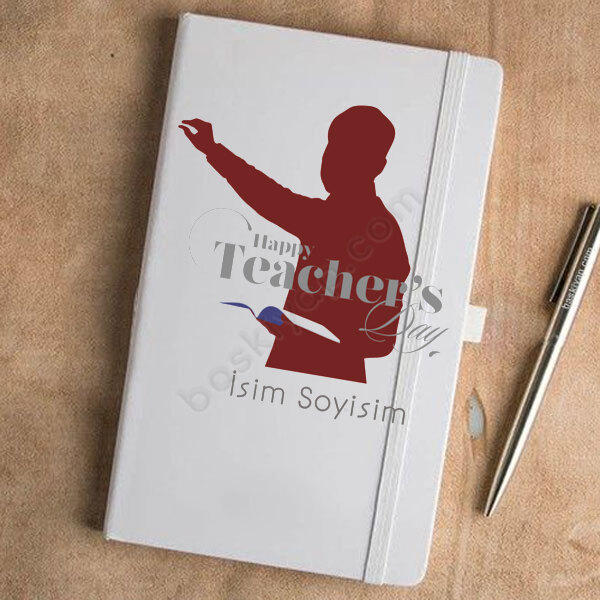 Happy Teachers Day Tasarımlı Beyaz Ajanda – Tarihsiz Beyaz Ajanda / Defter 13X21Cm tasarımı