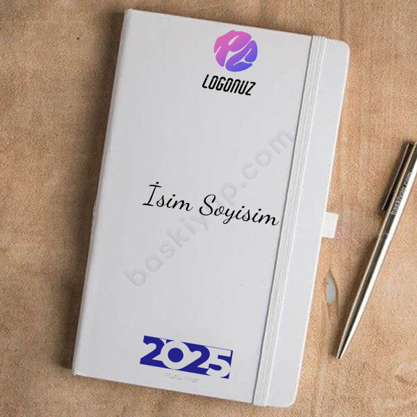 Kurumsal "Tarihsiz" Yeni Yıl Temalı Beyaz Ajanda Defter online tasarla